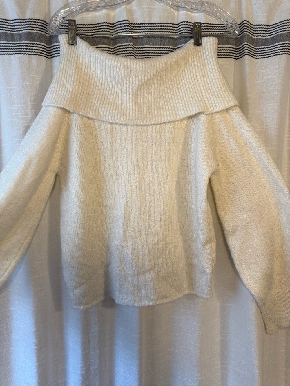Off-Shoulder Cream Knit Sweater